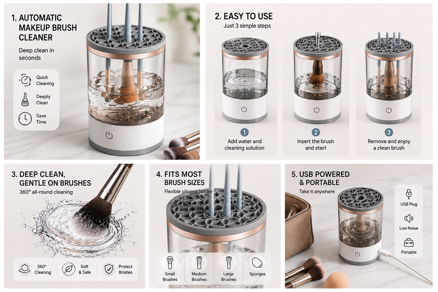 Portable Electric Makeup Brush Cleaner
