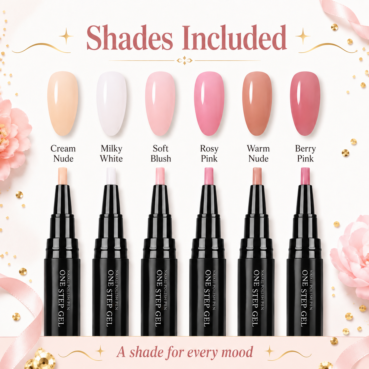 6pc Colors One Step Gel Nail Polish Pens