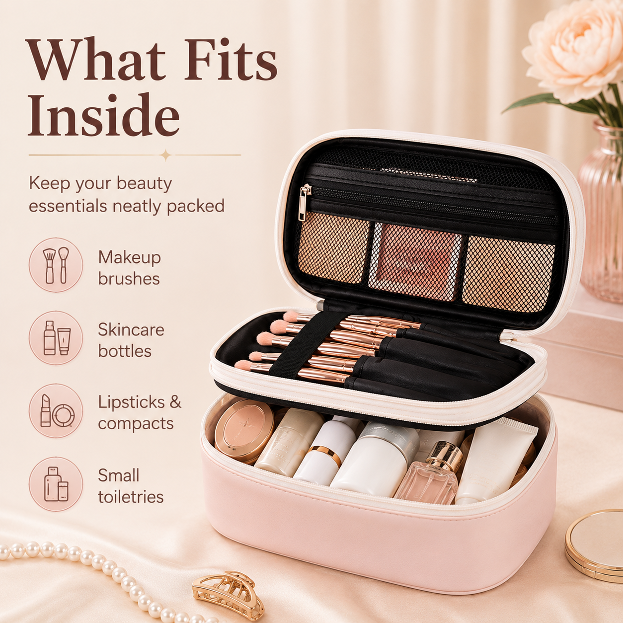 Double-layer PU
Toiletry and Makeup Bag