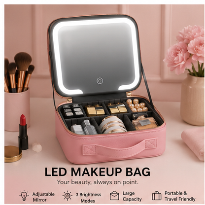 LED Makeup Bag with 3
Adjustable Mirror Brightness