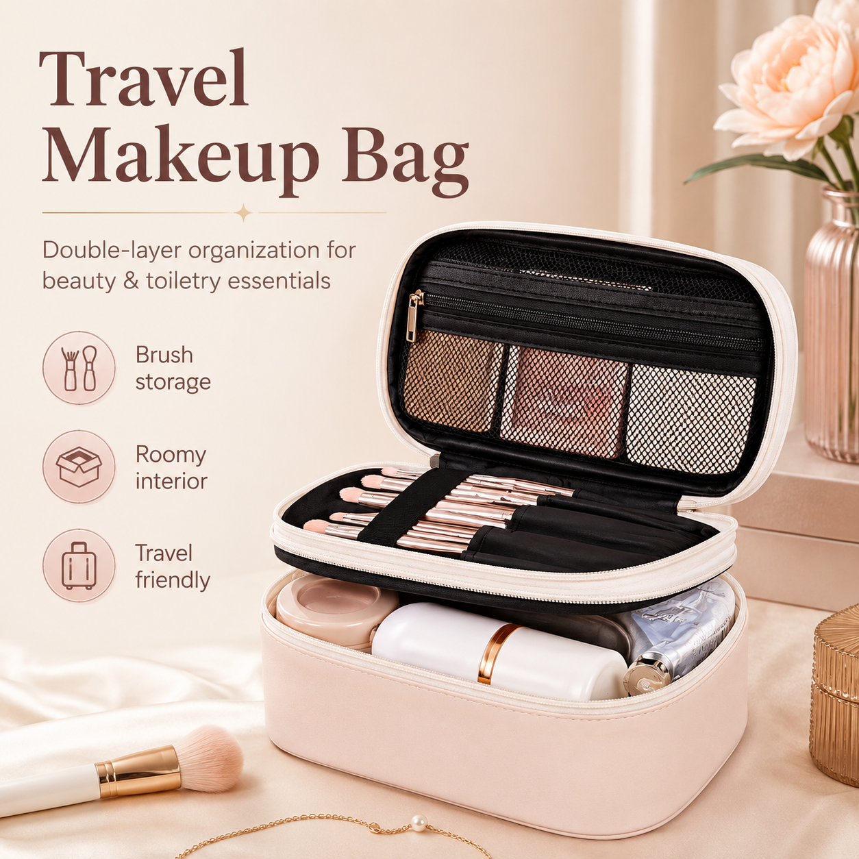 Double-layer PU
Toiletry and Makeup Bag
