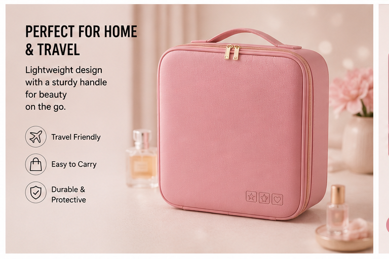 LED Makeup Bag with 3
Adjustable Mirror Brightness