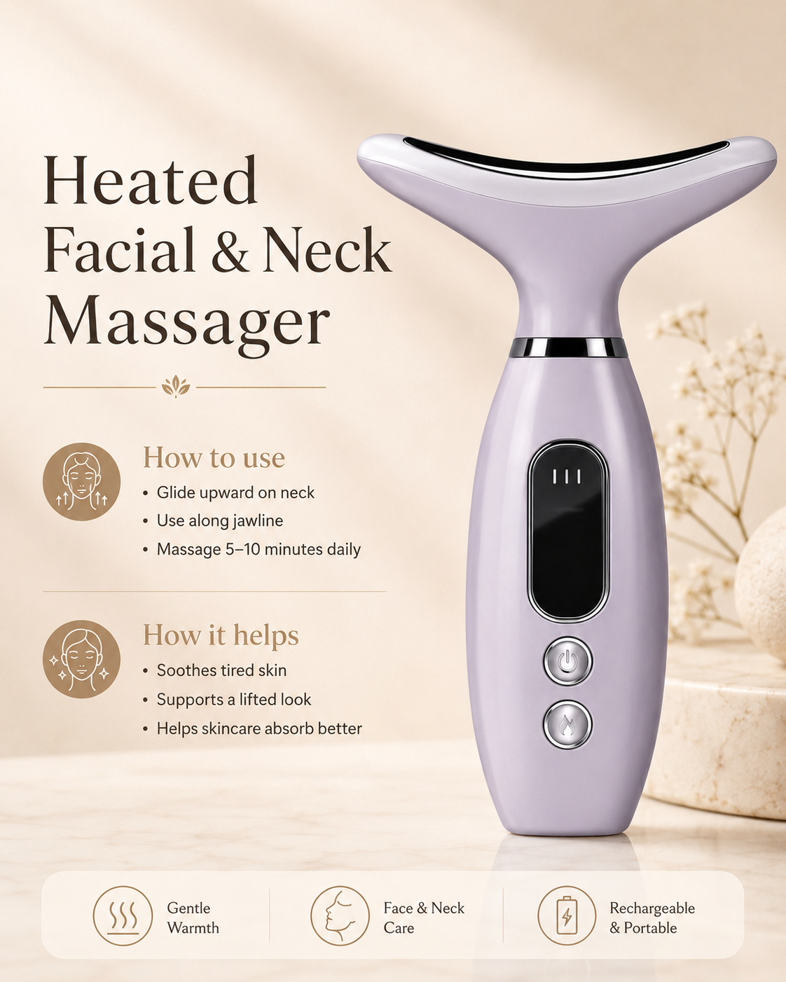 Single-piece Facial and Neck
Massager