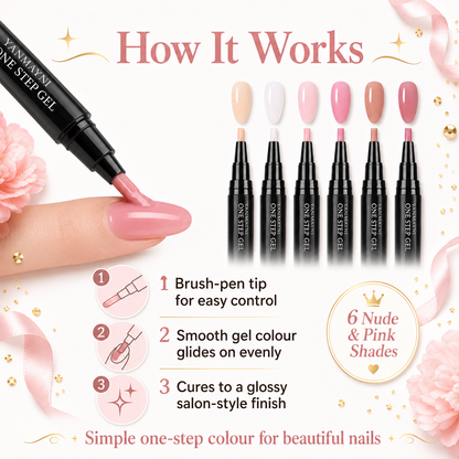 6pc Colors One Step Gel Nail Polish Pens