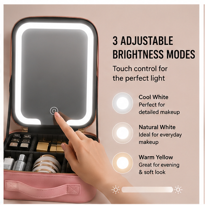 LED Makeup Bag with 3
Adjustable Mirror Brightness