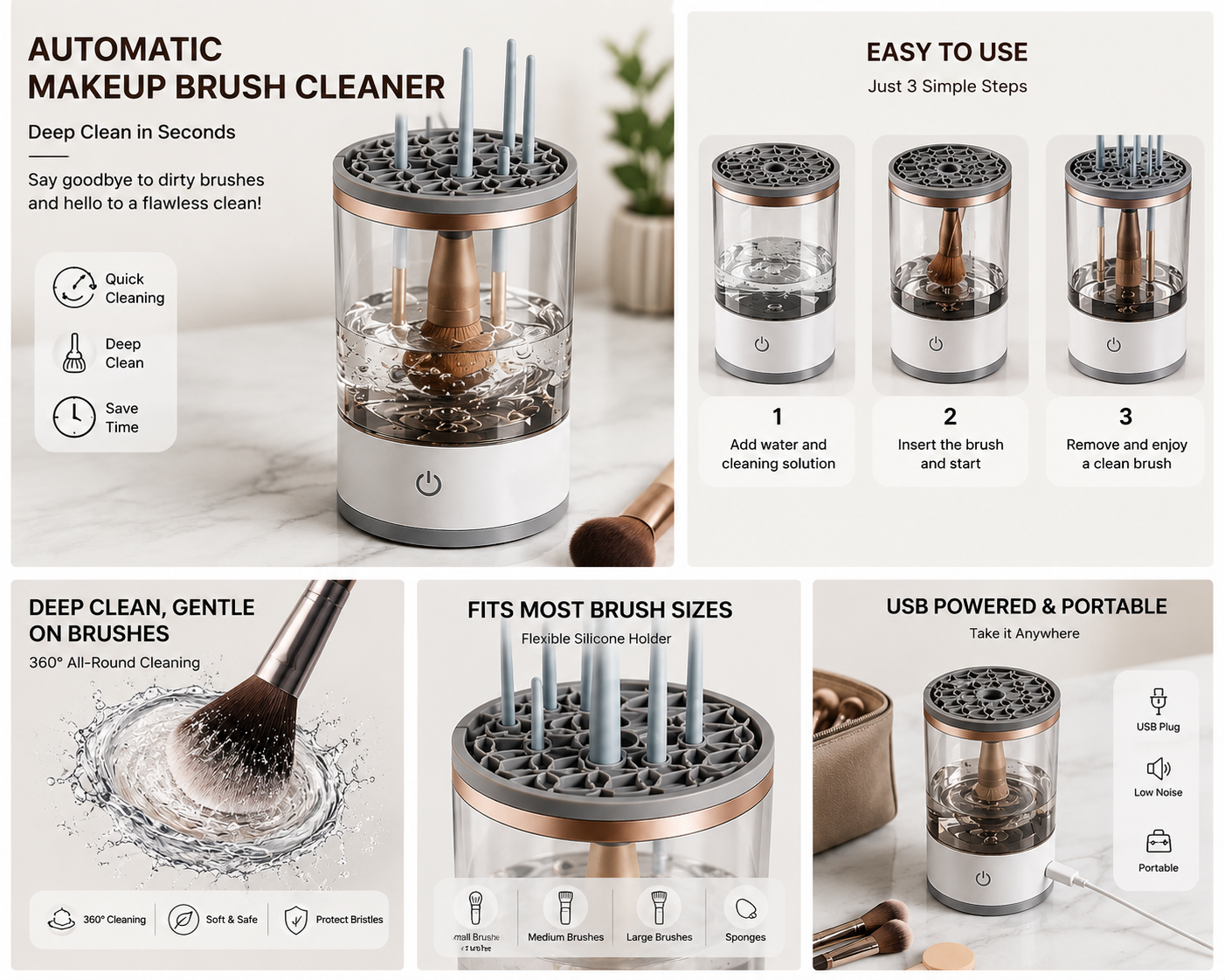 Portable Electric Makeup Brush Cleaner