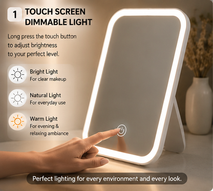 New Upgraded Portable Travel Mirror, Folding Mirror with Light, 3 Lighting Modes
